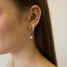 Load image into Gallery viewer, Poppy Finch Medium Gold Hoop Pearl Earrings
