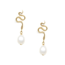 Load image into Gallery viewer, Poppy Finch Serpent Pearl Drop Earrings