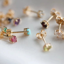 Load image into Gallery viewer, Little Gold Birthstone Stud Earrings
