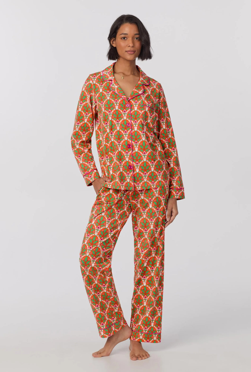 Bedhead Long Sleeve Classic Stretch Jersey PJ Set - Tangier Tile