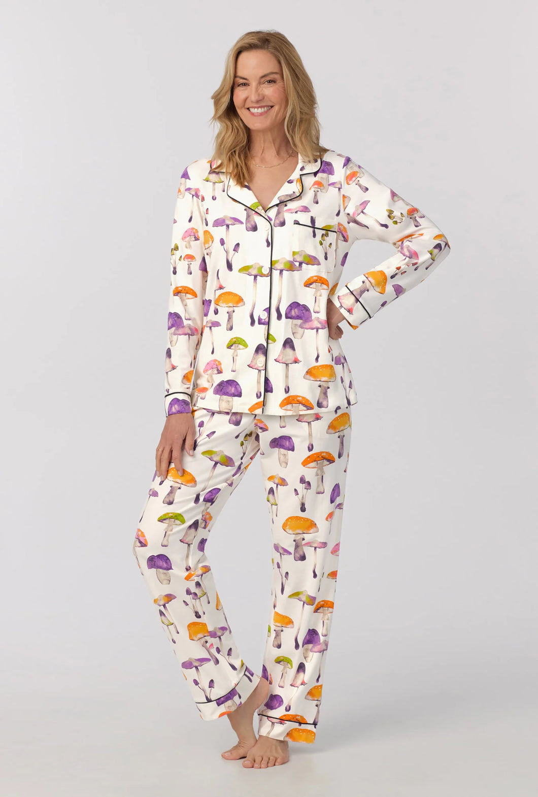 Bedhead Long Sleeve Classic Stretch Jersey PJ Set - Dazzling Mushrooms