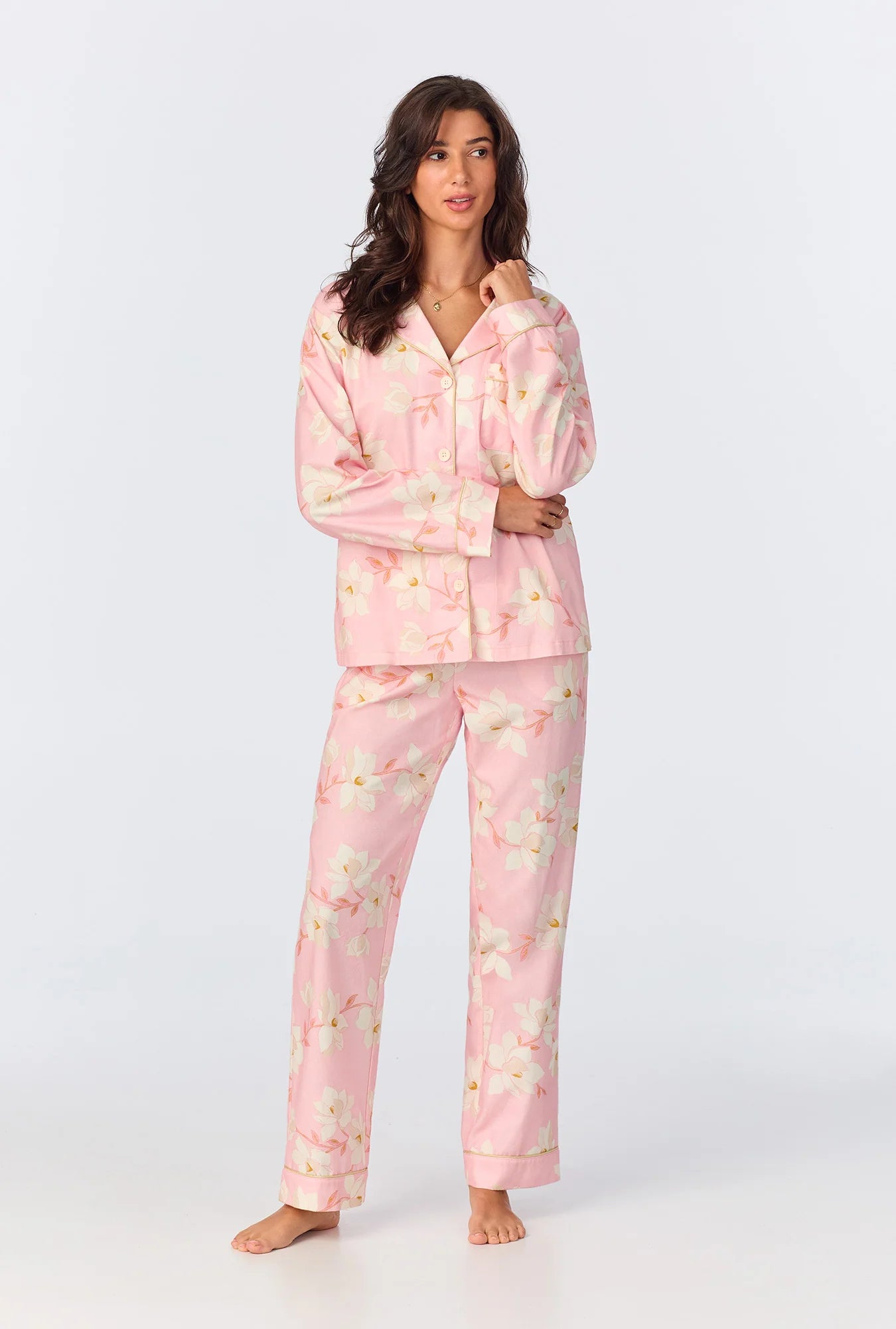 Bedhead Long Sleeve Woven Flannel PJ Set Magnolia Blossom
