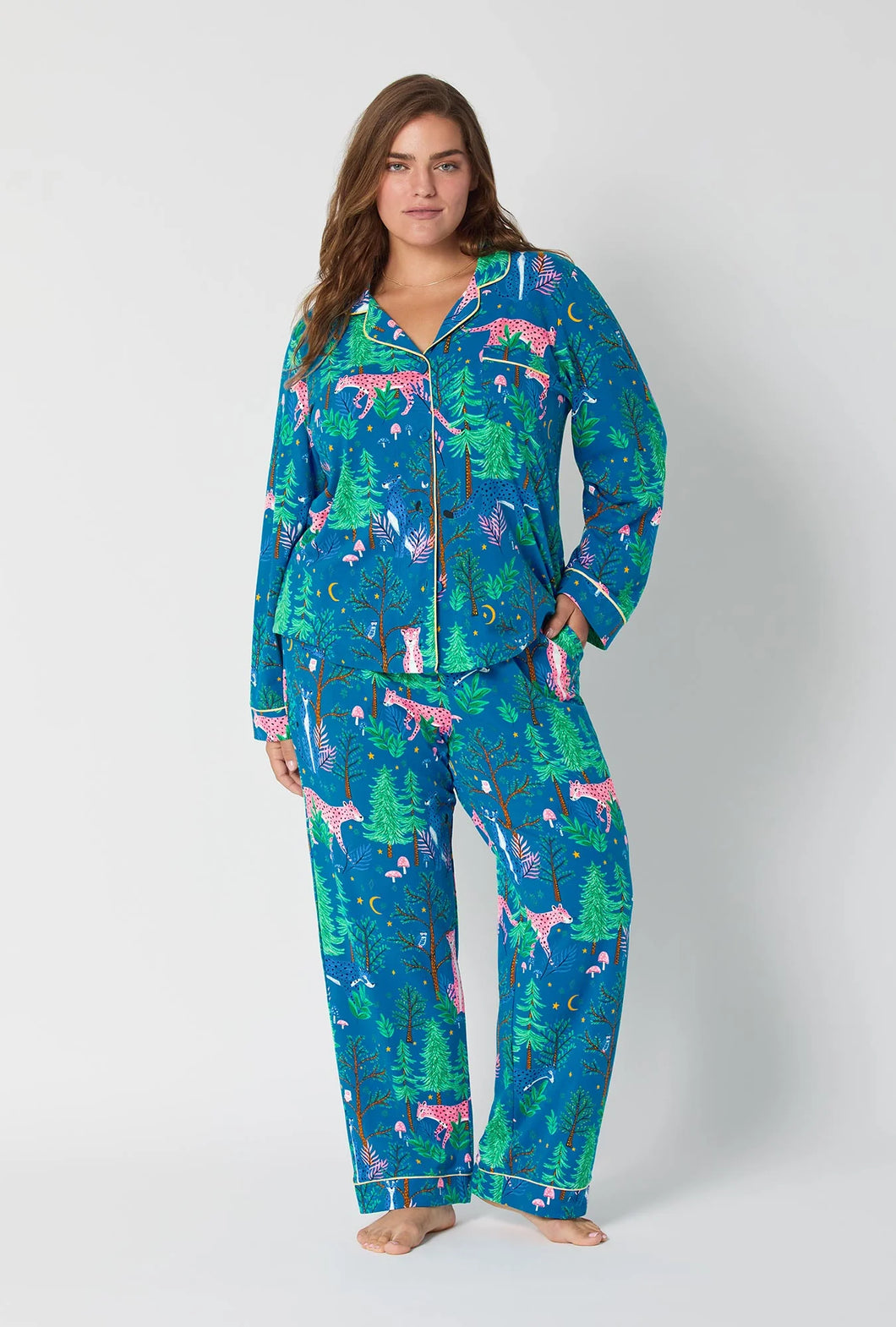 Bedhead Long Sleeve Stretch Jersey PJ Set - Midnight Forest