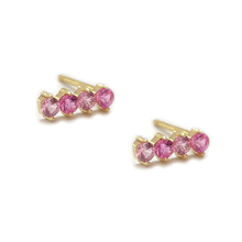 Load image into Gallery viewer, Poppy Finch Pink Sapphire Bar Stud Earrings
