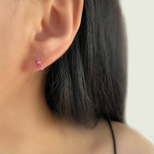 Load image into Gallery viewer, Poppy Finch Pink Sapphire Bar Stud Earrings
