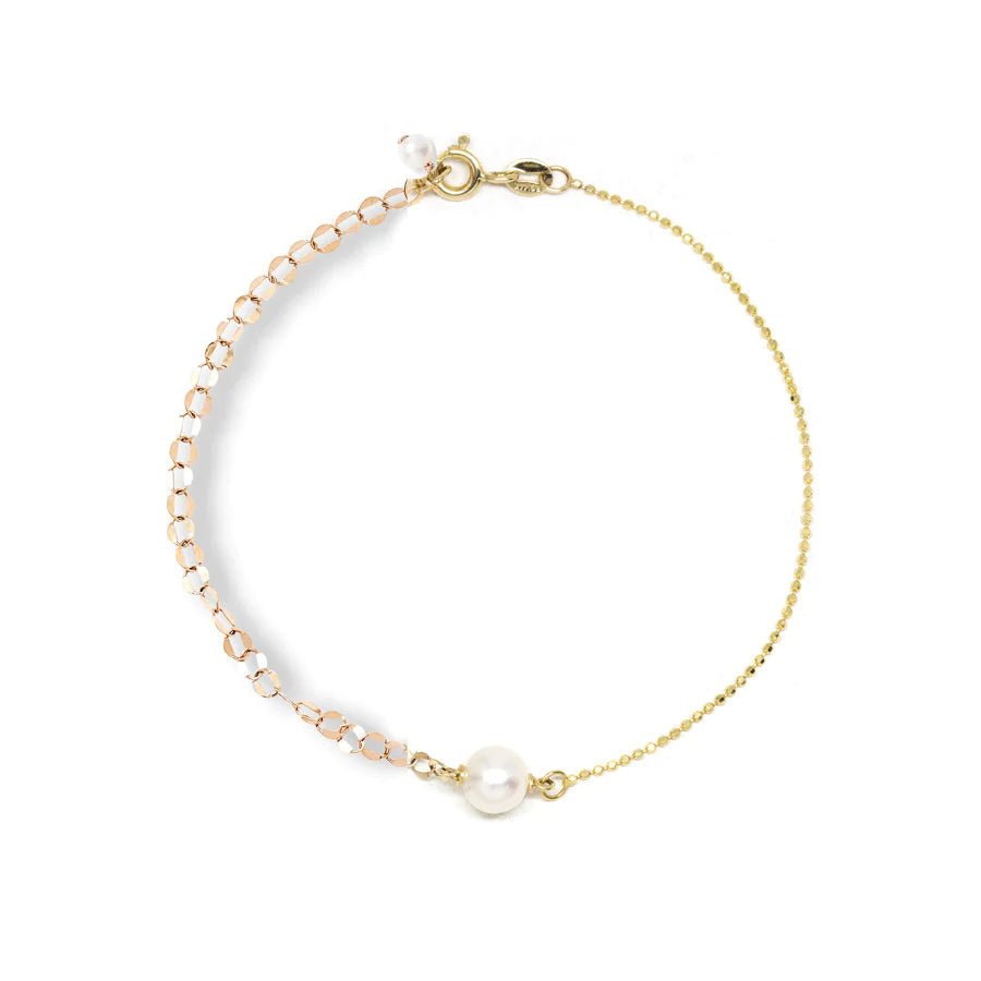 Poppy Finch Contrast Chain Pearl Bracelet