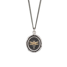 Load image into Gallery viewer, Pyrrha Dragonfly 14K Gold On Silver Talisman
