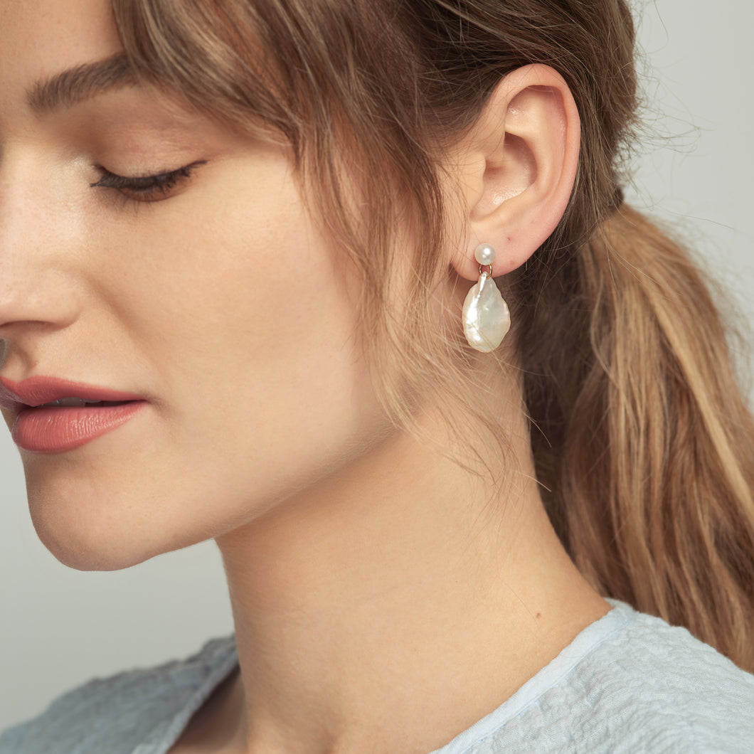 Poppy Finch Petal Pearl Dangle Earrings