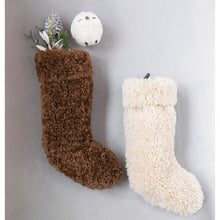 Load image into Gallery viewer, Creative Co-op 20&quot;H Faux Sherpa Fabric Holiday Stocking
