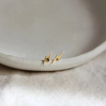 Load image into Gallery viewer, Little Gold Lightning Stud Earrings
