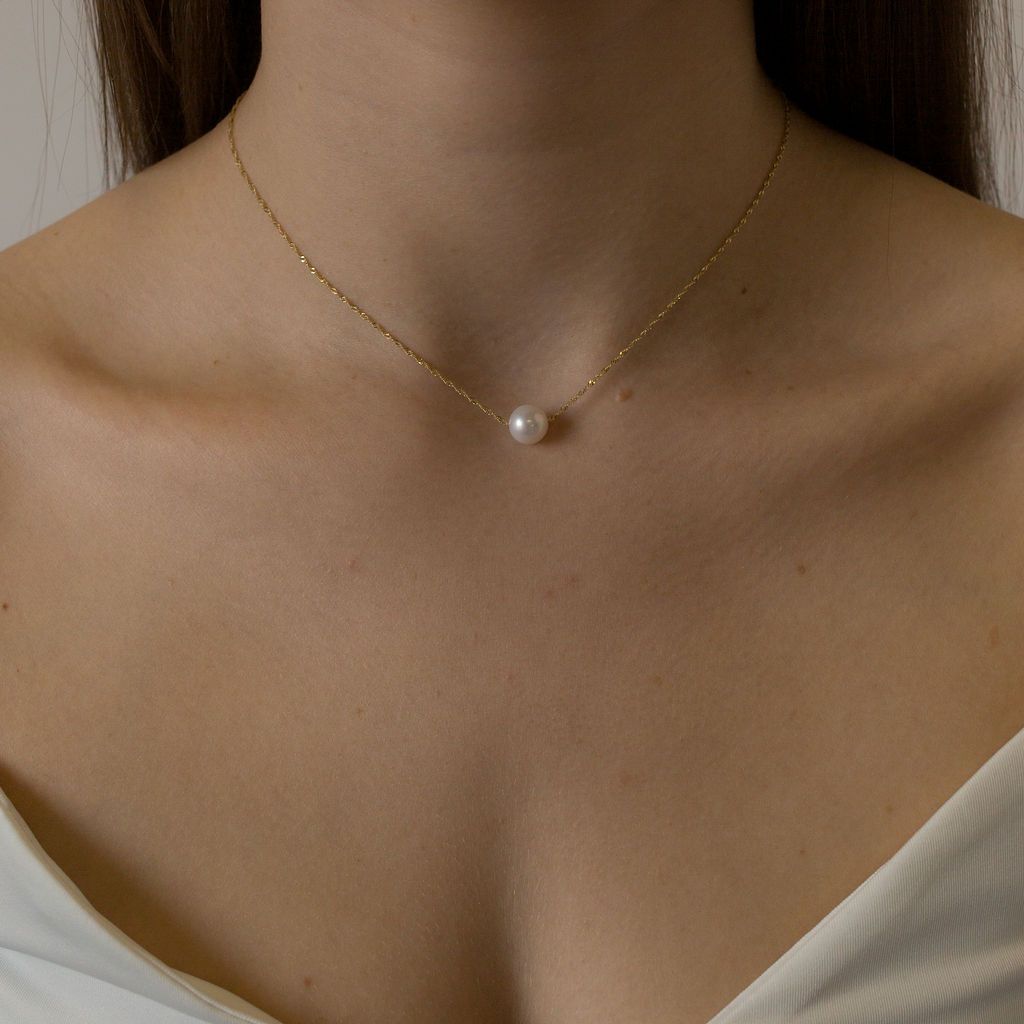 Poppy Finch Pearl Solitaire Necklace