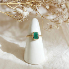 Load image into Gallery viewer, Little Gold Emerald Olivier Ring
