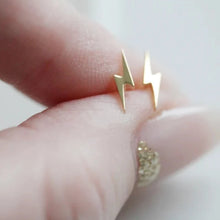 Load image into Gallery viewer, Little Gold Lightning Stud Earrings
